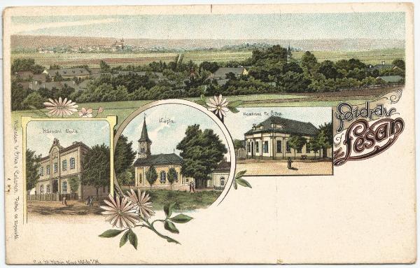 Lešany historická pohlednice