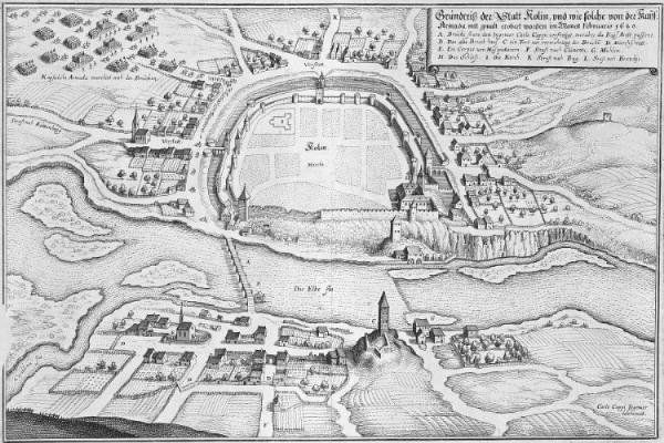 Mapa Kolína z roku 1640